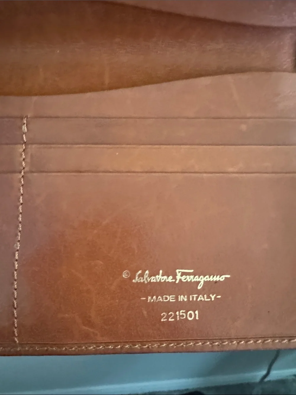 Salvatore Ferragamo Brown Ribbed Fold Wallet with Leather Trim - Picture 9 of 11